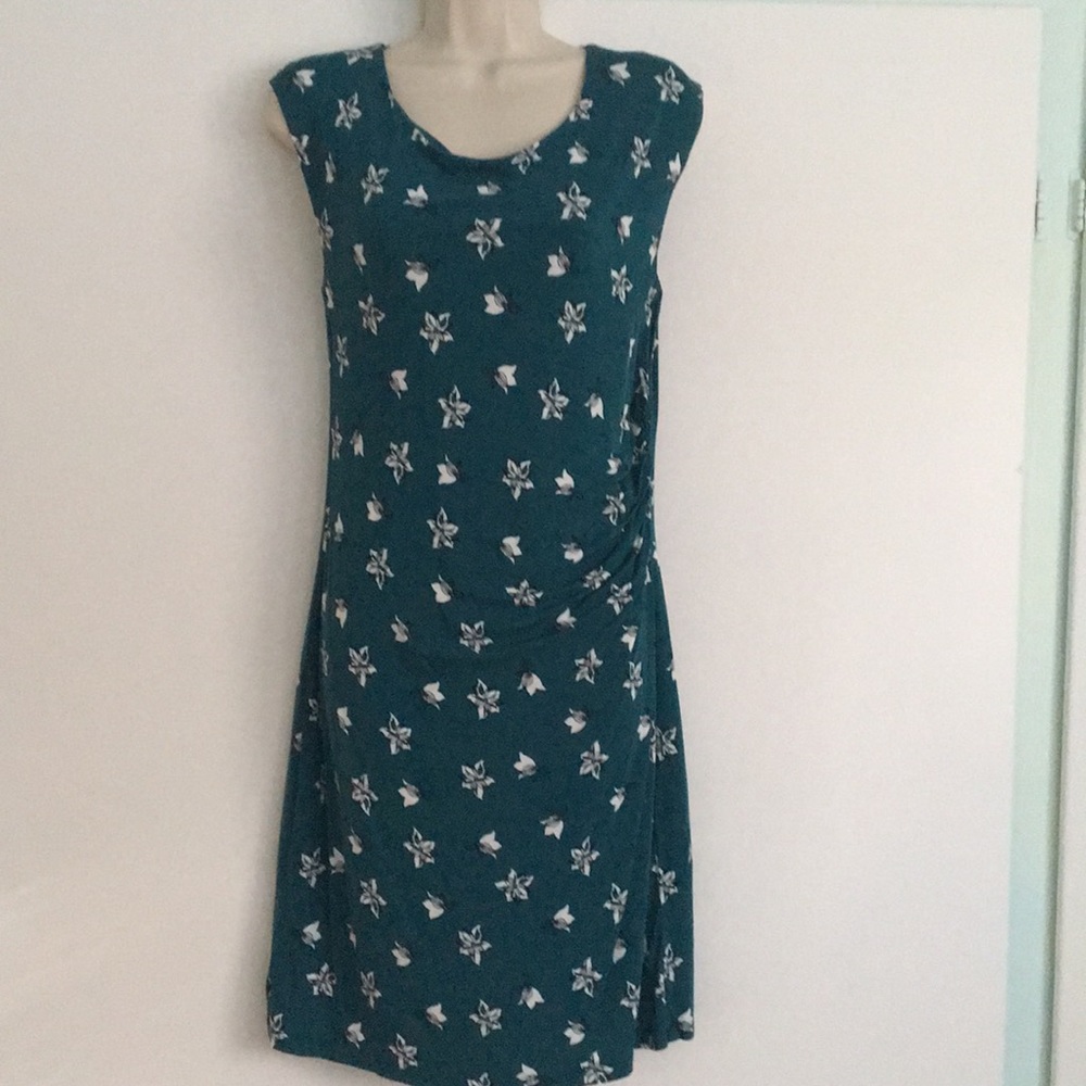 LOFT Floral Side Shirred Dress NWOT